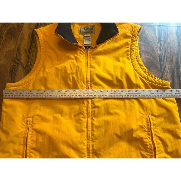 LL BEAN Mens Vest Sz L Outdoor Layer Softshell Nylon Yellow Waterproof Thick - Picture 4 of 11